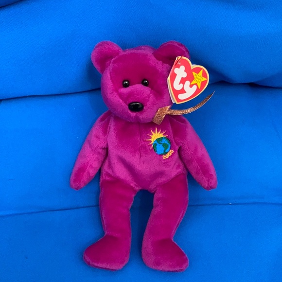 TY Beanie Baby Millennium January 1 1999 2000 Bear Colored Purple NWTS